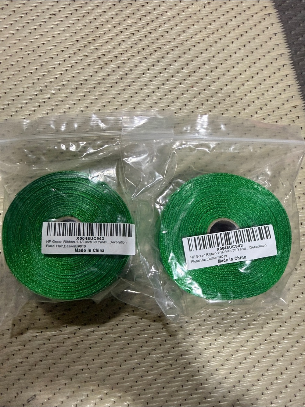 Green Decorative Ribbon Roll for Home Party Supplies 1 1/2 inch 30 yards Qty 2